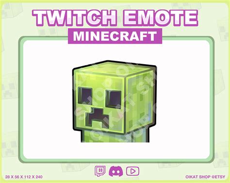 MINECRAFT Emote creeper Cute & Kawaii Twitch Youtube - Etsy