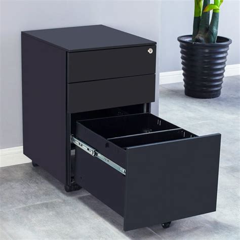 3-Drawer Rolling File Cabinets, Office Lockable Anti-tilt Filing ...