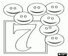 Number four and happy faces coloring page printable game