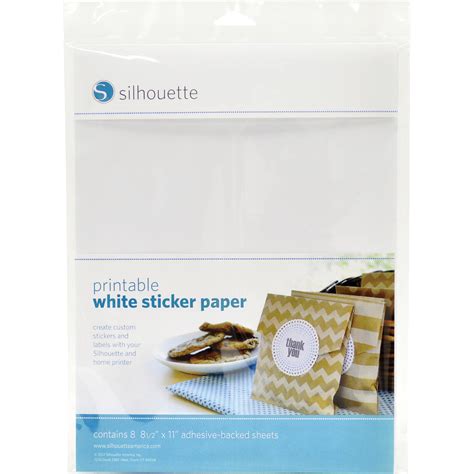 Silhouette Printable Adhesive White Sticker MEDIA-WHT-ADH-3T B&H