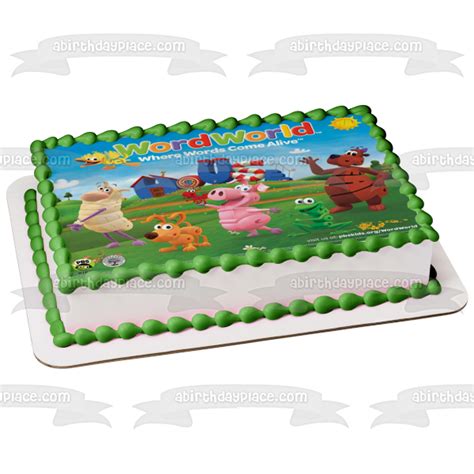 Wordworld Where Words Come Alive Frog Bear Pig Dog and Sheep Edible Cake Topper Image ABPID01853 ...