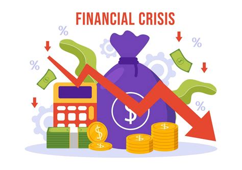 Financial Crisis Vector Illustration with Bankruptcy, Collapse of the ...