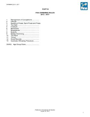 Fillable Online PART III FINA SWIMMING RULES 2013 - 2017 - Edubillacom Fax Email Print - pdfFiller