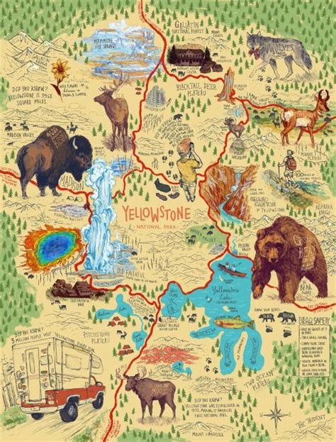 Map of Yellowstone on Behance | Yellowstone trip, National parks trip, Yellowstone vacation