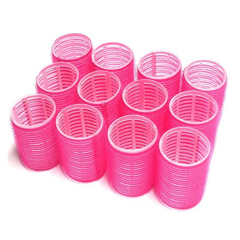 12 PACK Plastic Hair Rollers Curlers Pro Self Grip - Small Medium - Pink & Black | eBay