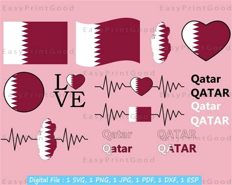 Qatar Flag Svg Bundle Qatar Name Qatar National Nation - Etsy