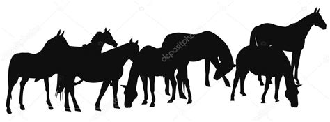 Herd of horses in silhouette Stock Photo by ©retroartist 68684745