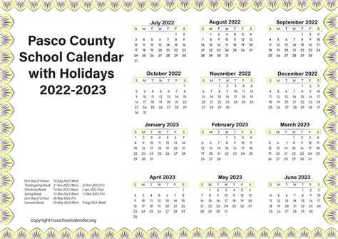 Pasco Calendar 22-23 - Printable Word Searches