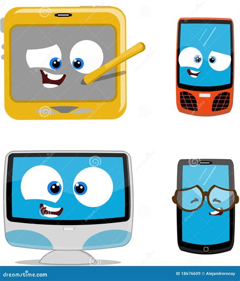 Cartoon electronic devices stock illustration. Illustration of devices ...