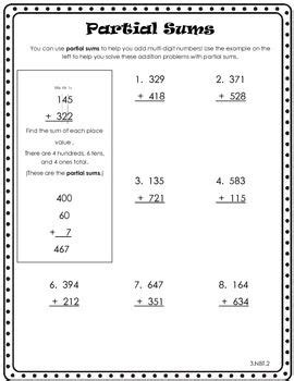 3rd Grade Common Core Partial Sums | Everyday math, Teaching math ...