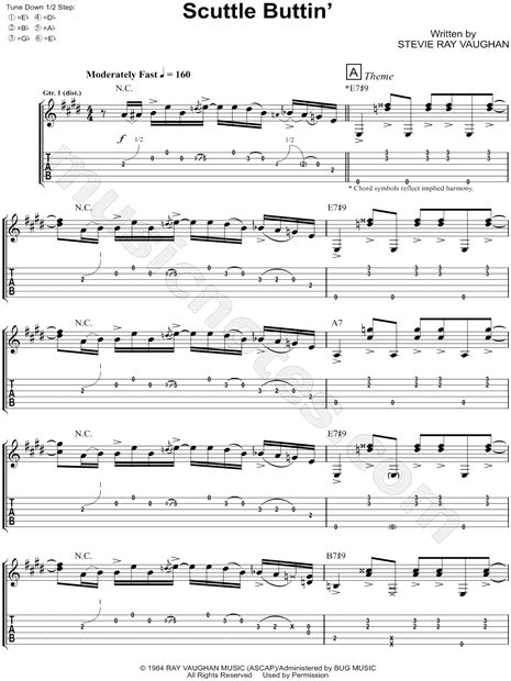 Stevie Ray Vaughan "Scuttle Buttin'" Guitar Tab in E Major - Download & Print - SKU: MN0114305