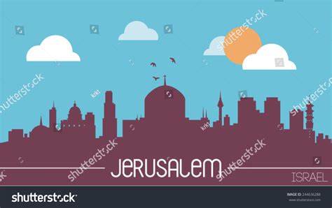 Jerusalem Israel Skyline Silhouette Flat Design Stock Vector (Royalty ...