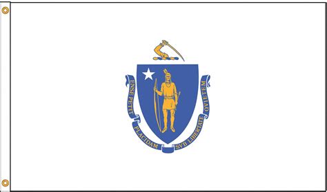 NYLGLO Massachusetts State Flag, 4 ftH x 6 ftW, Indoor, Outdoor - 5JFJ7|142470 - Grainger