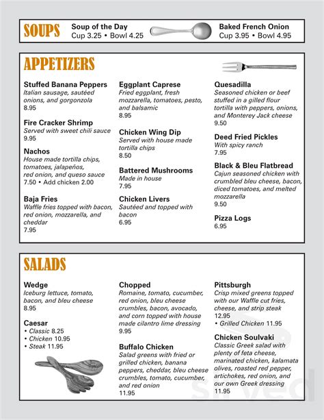 Fred's menu in Fredonia, New York, USA