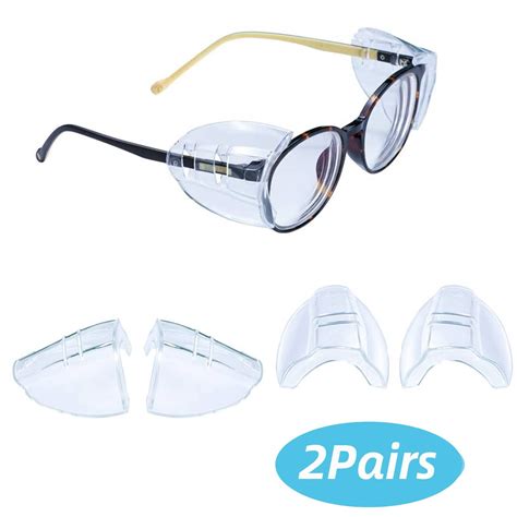 2pairs Clear Eyeglasses Side Shields, TSV Flexible Slip on Side Shields, Universal Protective ...