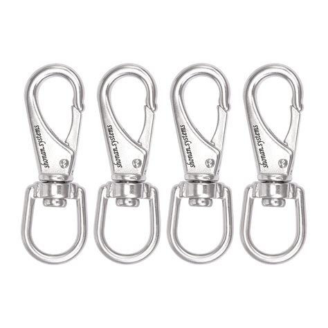 SHONAN Stainless Steel Flag Clips for Flagpole Rope- 4 Pack 3.5 Inch Swivel Snap Hook Flag Pole ...