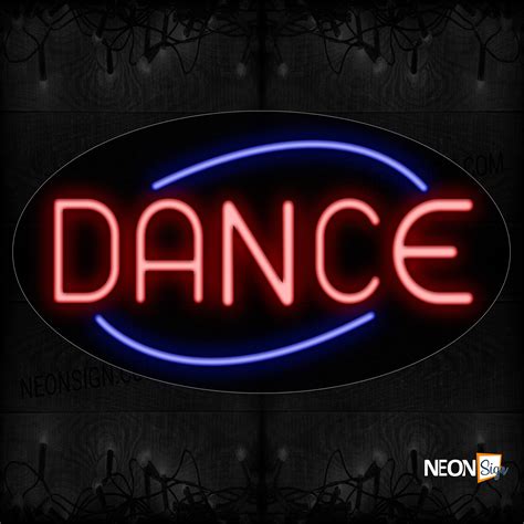 Dance In Red With Blue Arc Border Neon Sign | NeonSign.com