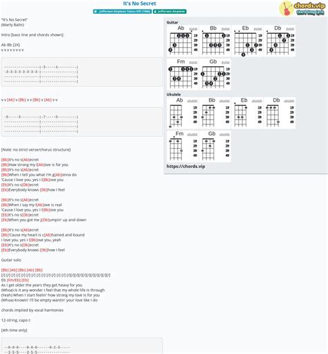 Chord: It's No Secret - tab, song lyric, sheet, guitar, ukulele | chords.vip