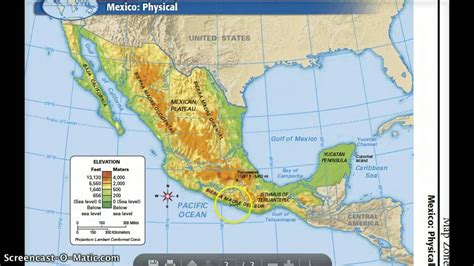 Mexico physical features map - Mexico map physical features (Central America - Americas)