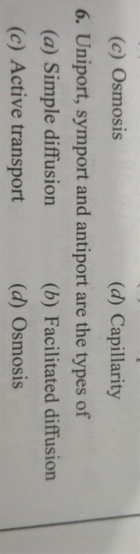 Uniport, symport and antiport are the types of | Filo