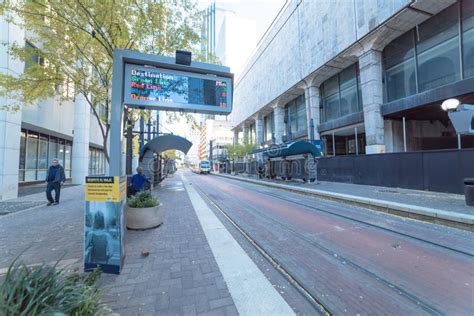 Light Rail Train Station with Passenger Waiting in Downtown Dallas Editorial Photography - Image ...