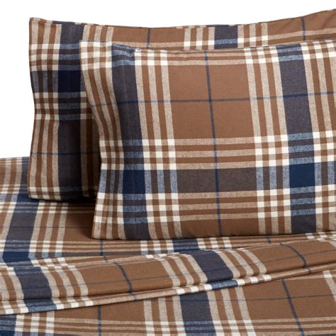 Pinzon 160 Gram Plaid Flannel Sheet Set - King, Brown Plaid 841710118339 | eBay