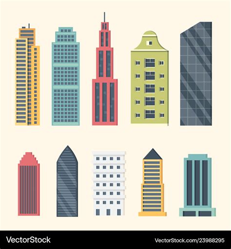 Buildings and downtown skyscrapers big city Vector Image