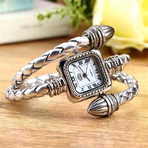 Lady Women Girls Snake bracelet Bangle Stylish Gift snake Style watch Vintage Quartz Wrist Watch ...