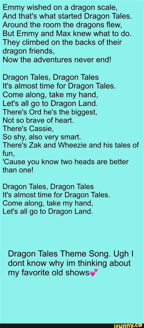 Dragon Tales Theme Song - Explore 1 meaning and explanations or write ...