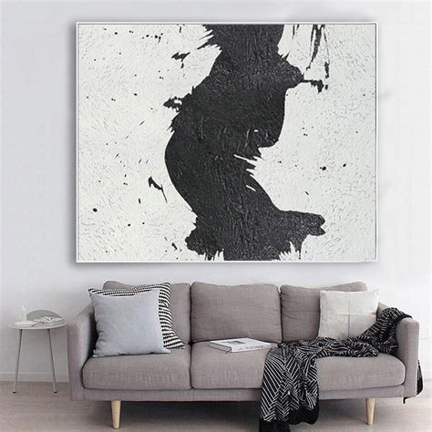 Black and white abstract oil painting, abstract canvas oil painting L3 ...