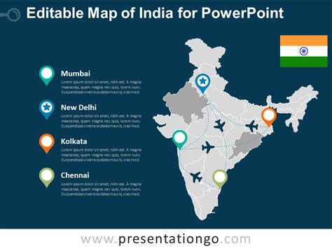 India Editable PowerPoint Map - PresentationGO.com