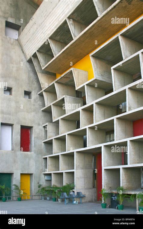 Facade detail of the High Court in Chandigarh, India, designed by Le Corbusier Stock Photo - Alamy