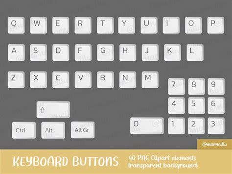 Keyboard Letters Clipart Set Alphabet Computer Button Pc | Etsy