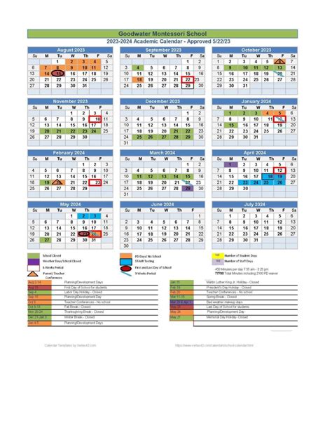 Academic Calendar - Goodwater Montessori Public Charter School