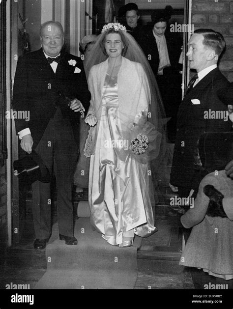 Mary Churchill's Wedding -- Mr. Winston Churchill and his daughter, Mary, leaving their home in ...