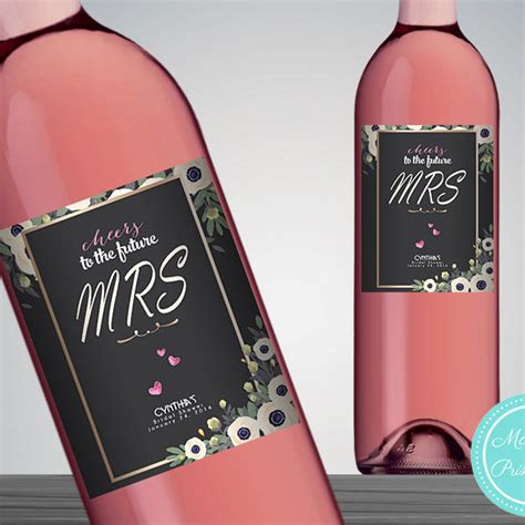 CUSTOM Elegant Wine Bottle Labels - Bride + Bows