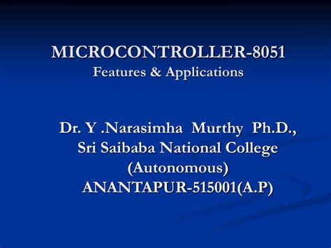 PPT - MICROCONTROLLER-8051 Features & Applications PowerPoint ...