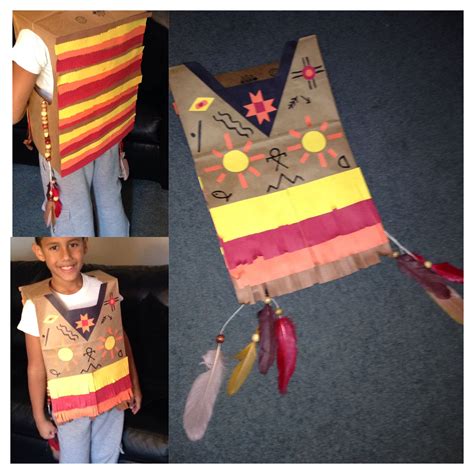 Native American paper bag vest! For thanksgiving celebration at school! | Thanksgiving preschool ...