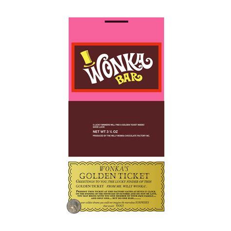 Willy Wonka 'Wonka Bar' Candy Wrapper and Golden Ticket - CyberWonka.com