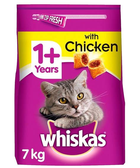 7kg Whiskas 1+ Adult Complete Dry Cat Food with Chicken Bulk Pack Cat ...