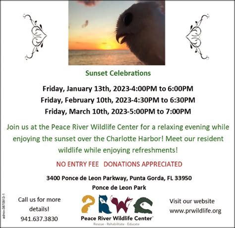 Sunset Celebrations, Peace River Wildlife Center, Punta Gorda, FL