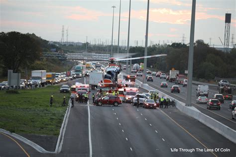 Emergency helicopter landing on Highway 401 in Ontario, Canada this ...