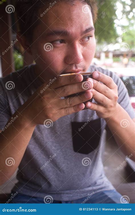 Man drinking coffee stock image. Image of cafe, ceramics - 81234113