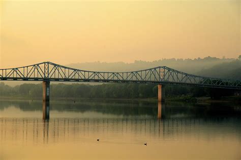 Old Madison Indiana Bridge At Sunrise Photograph by Robert Tubesing ...