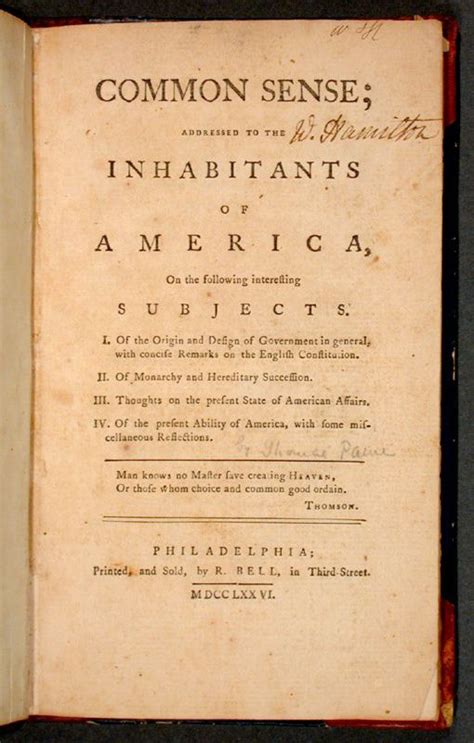 "Common Sense" written by Thomas Paine in 1775–76 | Common sense ...