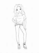 Fashion Model Outline Templates Sketch Coloring Page sketch template