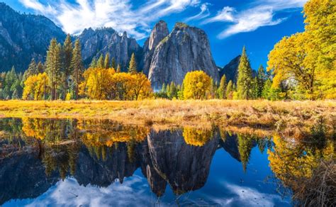 #1369949 4K, 5K, USA, Parks, Autumn, Mountains, Rivers, Yosemite, Crag, Reflection, California ...