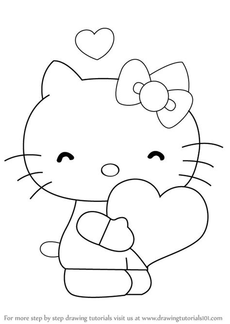 Learn How to Draw Hello Kitty with Heart (Hello Kitty) Step by Step ...