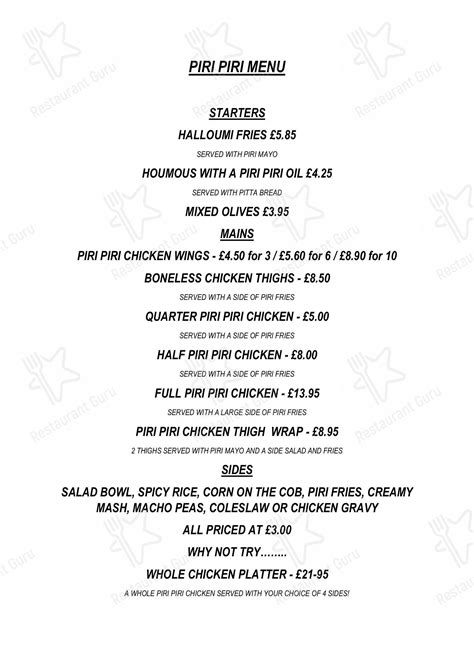 Menu at The White Lion pub & bar, Oldham