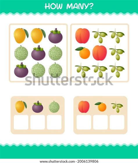 How Many Cartoon Fruits Counting Game Stock Vector (Royalty Free ...